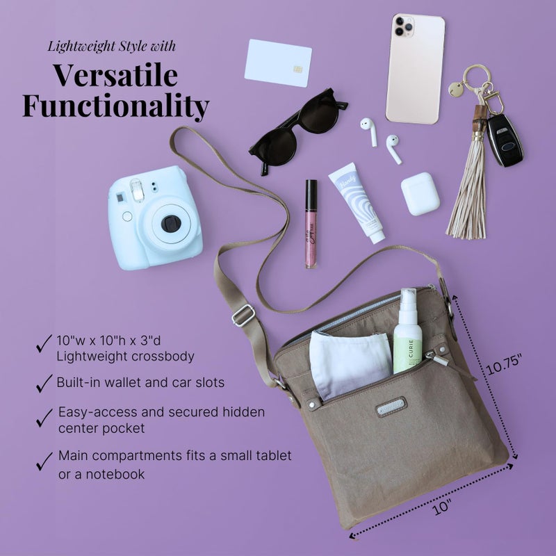 Baggallini Go Bagg with RFID Wristlet - Lightweight 10.75"x10" Travel Purse Crossbody Bag for Women - Image 4